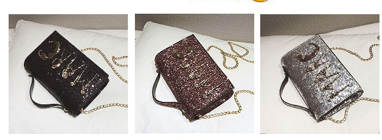 Fashion Brown Paillette Shape Decorated Bag,Shoulder bags