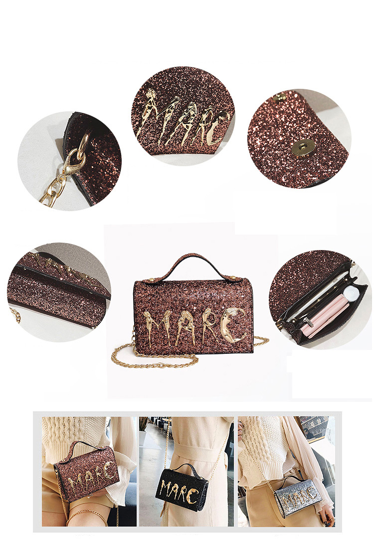 Fashion Brown Paillette Shape Decorated Bag,Shoulder bags