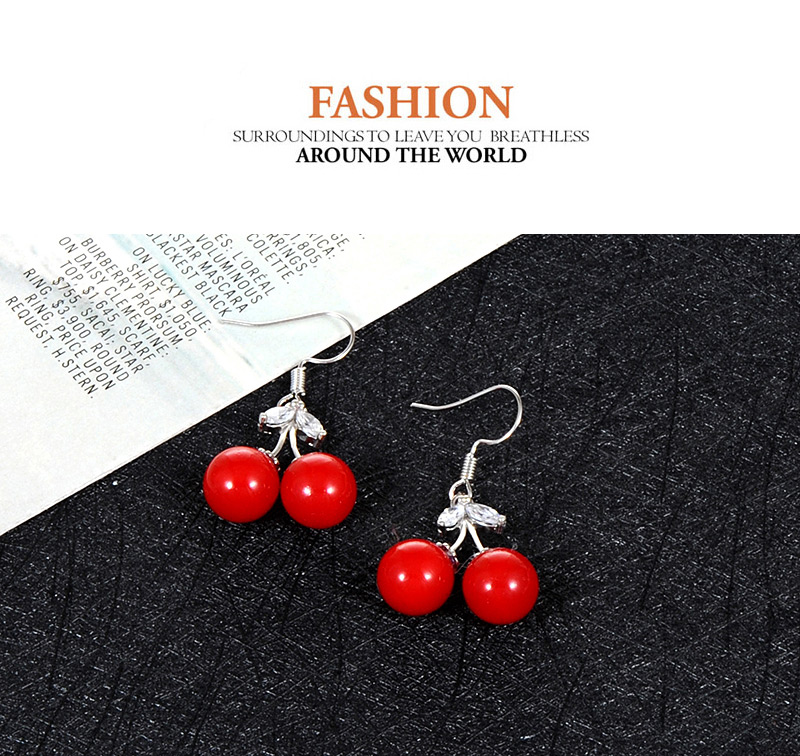 Fashion Red Cherry Shape Design Simple Earrings,Drop Earrings
