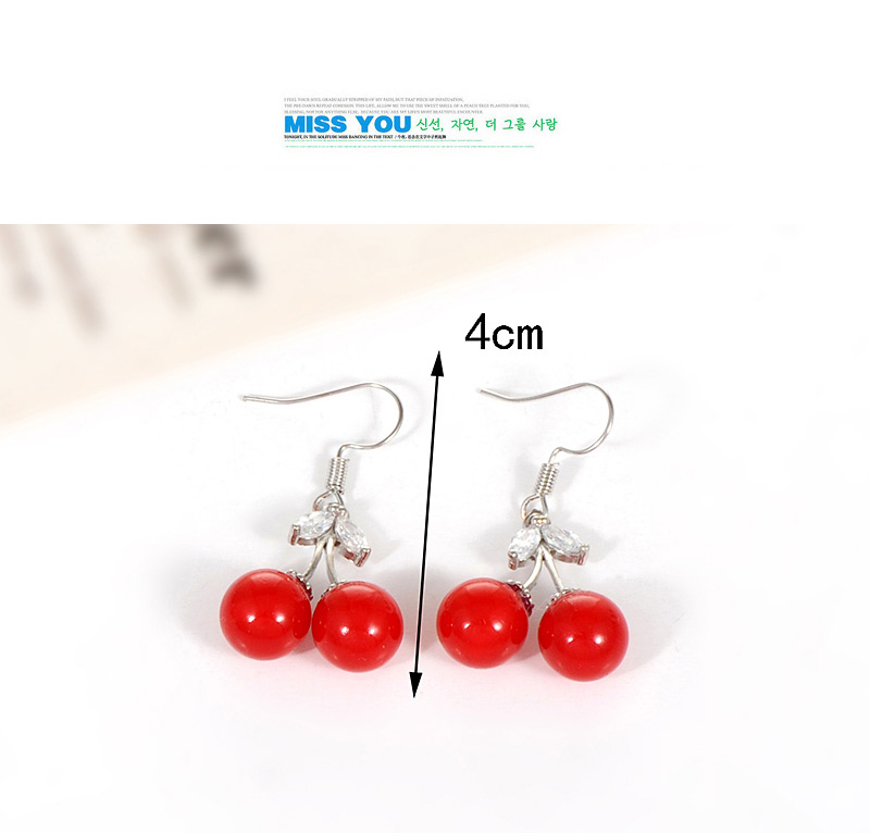 Fashion Red Cherry Shape Design Simple Earrings,Drop Earrings