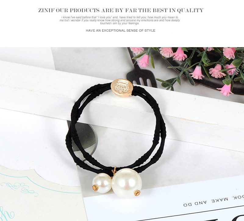 Fashion Black Pearls Decorated Double Layer Hair Band,Hair Ring