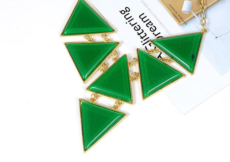Fashion Light Green Triangle Shape Decorated Necklace,Bib Necklaces