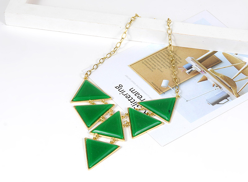 Fashion Green Triangle Shape Decorated Necklace,Bib Necklaces