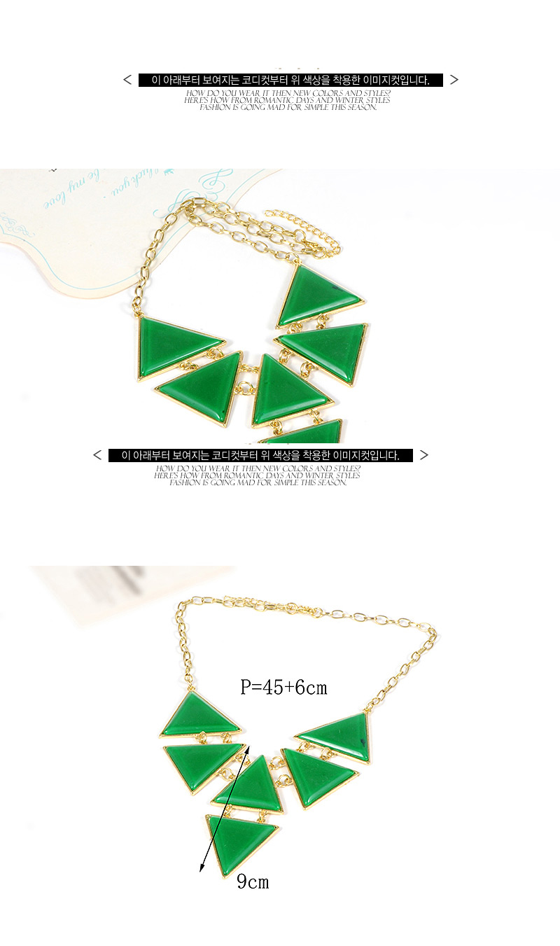 Fashion Light Green Triangle Shape Decorated Necklace,Bib Necklaces