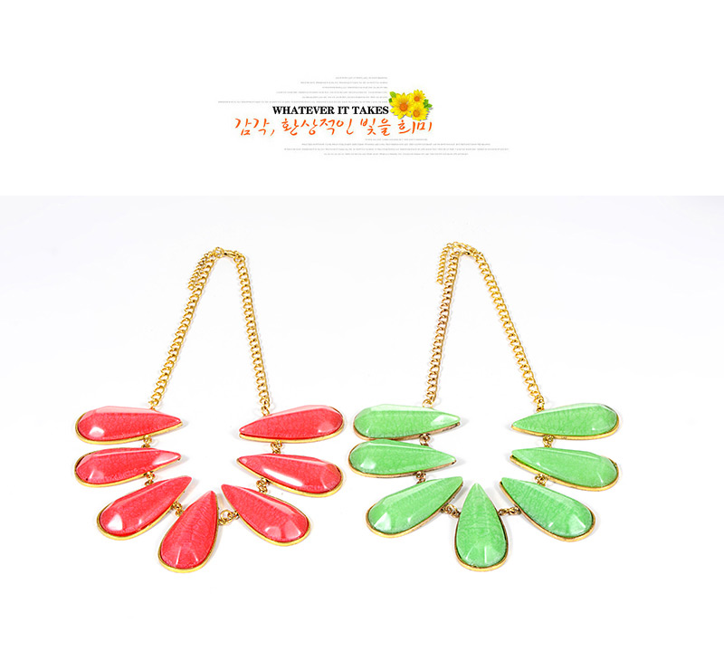 Fashion Green Waterdrop Shape Decorated Necklace,Bib Necklaces