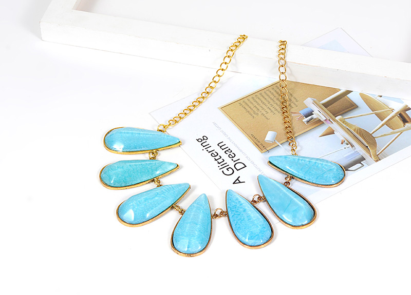 Fashion Sapphire Blue Waterdrop Shape Decorated Necklace,Bib Necklaces