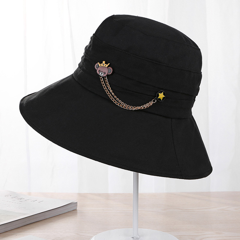 Fashion Black Pure Color Decorated Hat,Sun Hats
