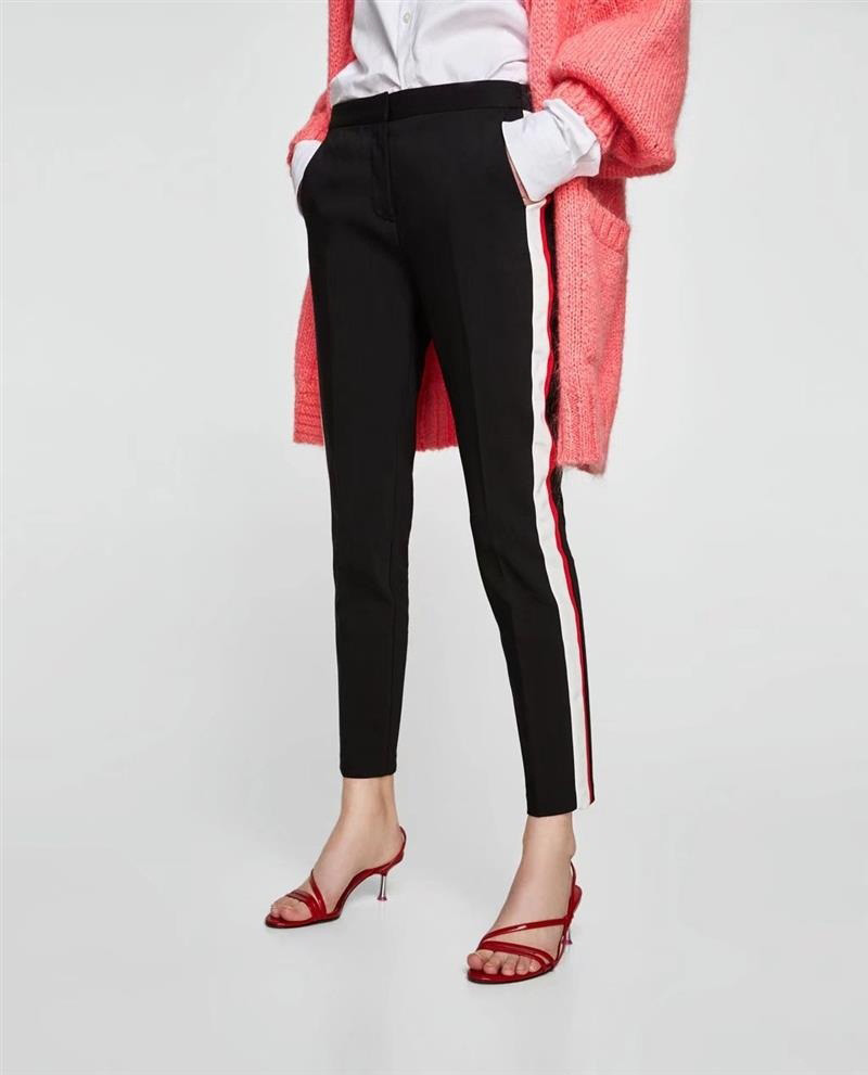 Fashion Black+red Stripe Pattern Decorated Pants,Pants
