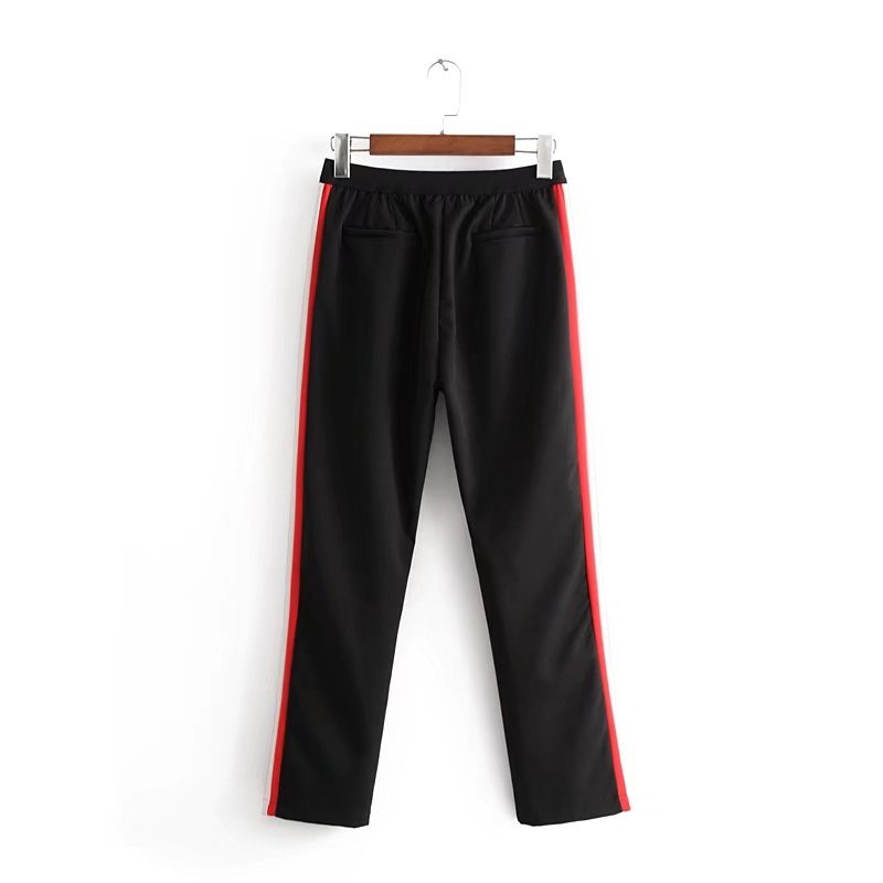 Fashion Black+red Stripe Pattern Decorated Pants,Pants