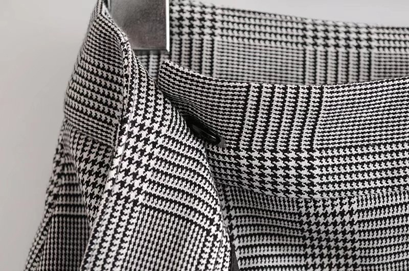 Fashion Gray Grid Pattern Decortaed Skirt,Skirts