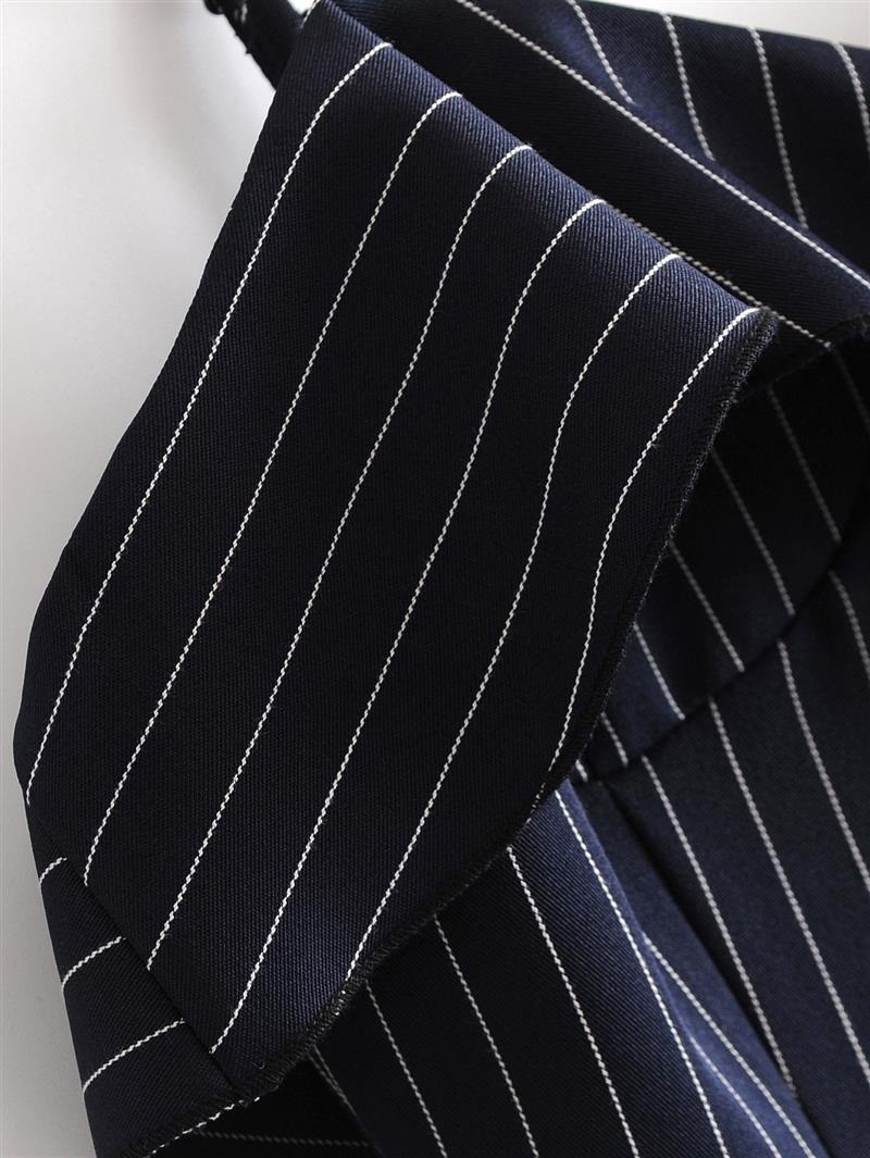Fashion Black Stripe Shape Pattern Decorated Suspender Dress,Long Dress