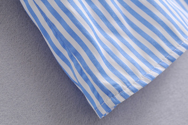 Fashion Blue+white Stripe Shape Pattern Decorated Dress,Long Dress