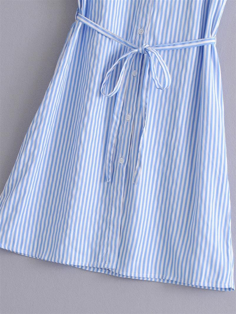 Fashion Blue+white Stripe Shape Pattern Decorated Dress,Long Dress