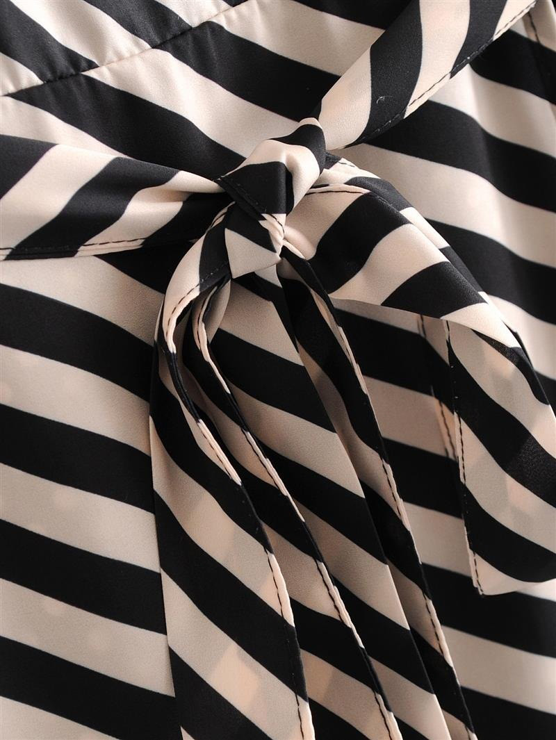 Fashion Black+white Stripe&dots Pattern Decorated Dress,Long Dress