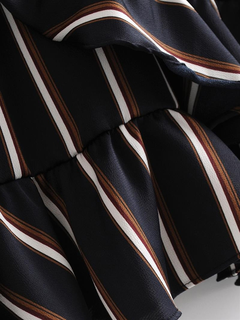 Fashion Navy Stripe Pattern Decorated Skirt,Long Dress