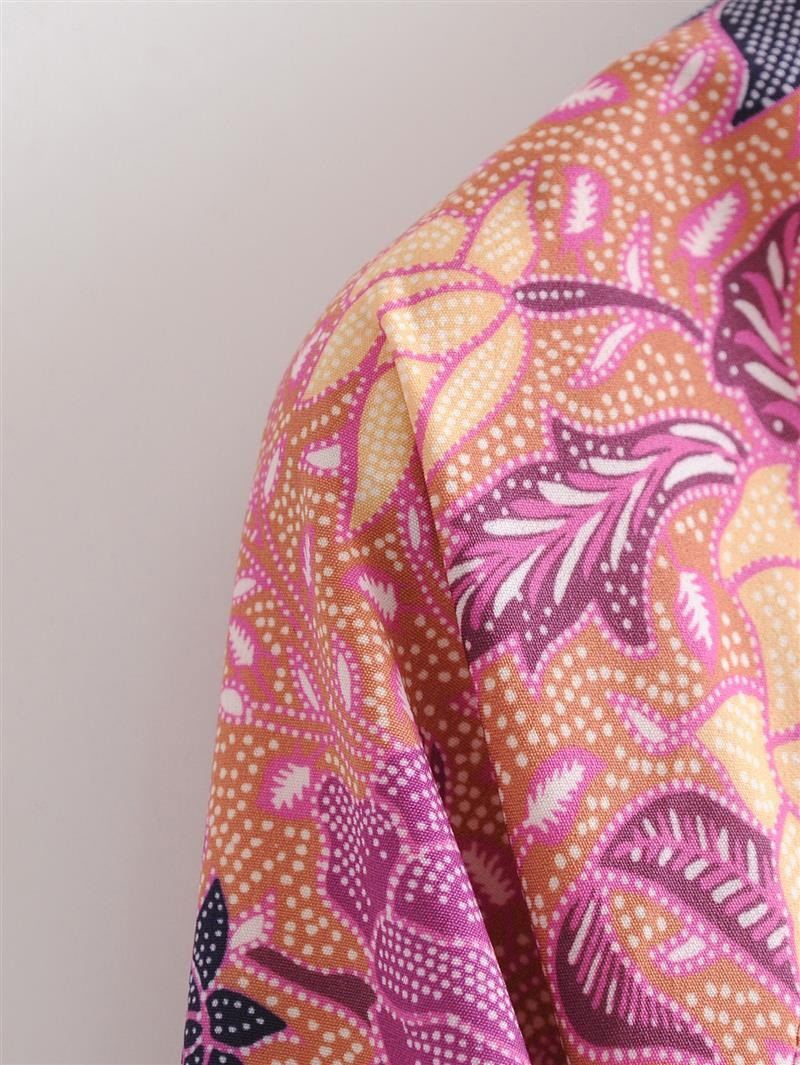 Fashion Pink Flower Shape Pattern Decorated Kimono,Sunscreen Shirts