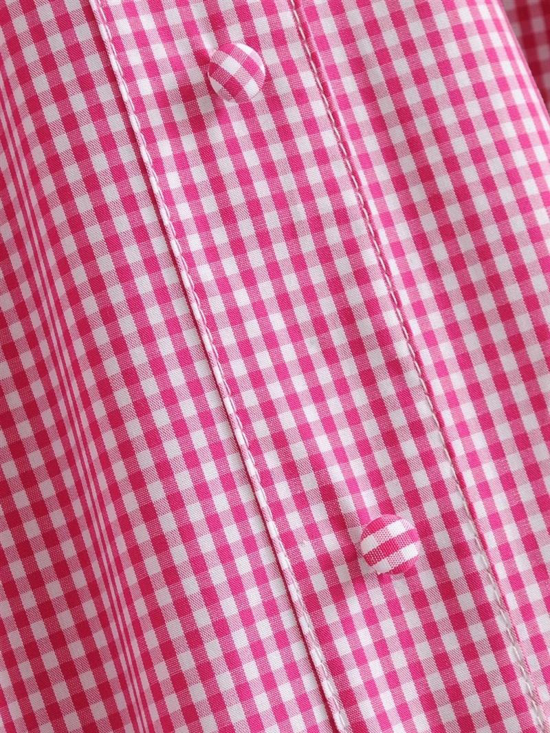 Fashion Pink Bowknot Shape Decorated Grid Suspender Dress,Long Dress