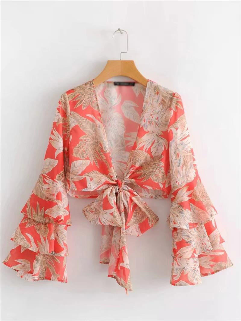 Fashion Red Bowknot Shape Decorated Blouse,Blouses