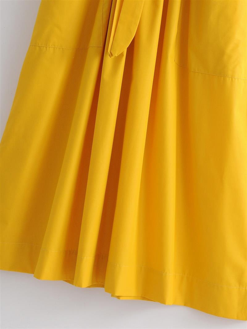 Fashion Yellow Pure Color Decorated Yellow Dress,Long Dress