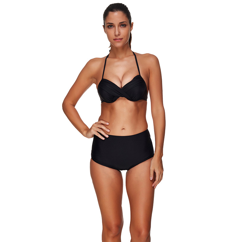 Sexy Black Pure Color Design Simple Swimwear(3pcs),Bikini Sets
