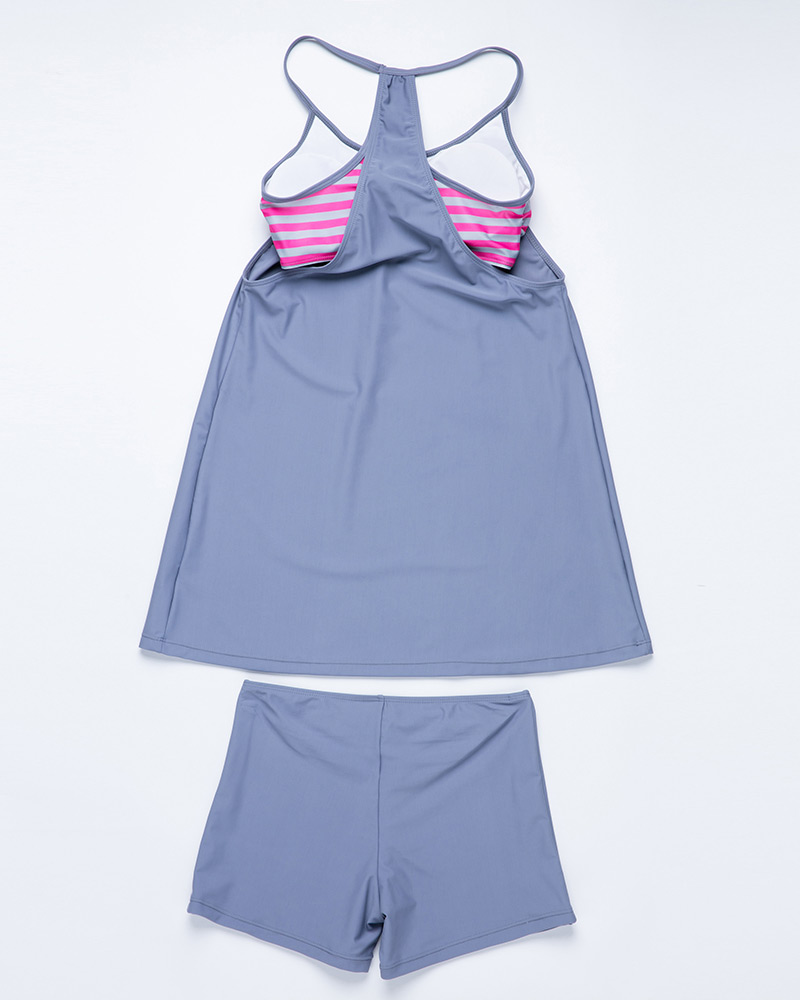Sexy Sapphire Blue Round Neckline Design Off-the-shoulder Swimwear(2pcs),Bikini Sets