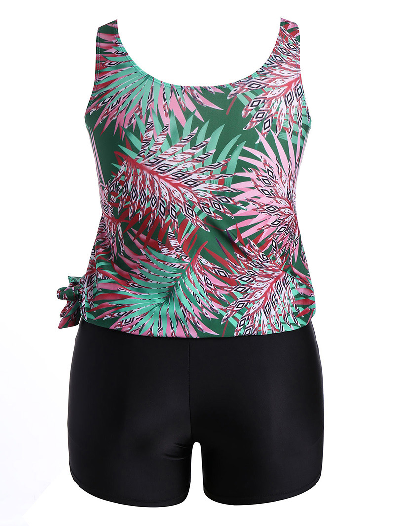 Sexy Green Leaf Shape Pattern Decorated Round Neckline Swimwear,Bikini Sets
