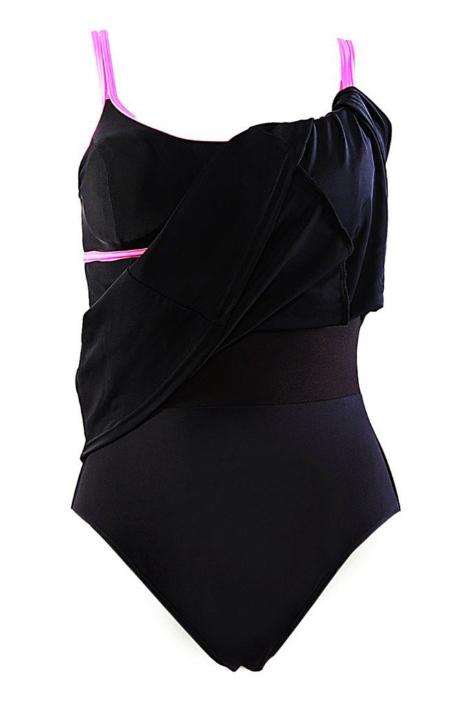 Sexy Black Round Neckline Design Simple Swimwear,One Pieces