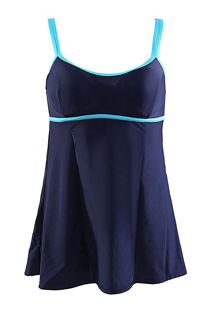 Sexy Black+sapphire Blue Round Neckline Design Simple Swimwear,One Pieces