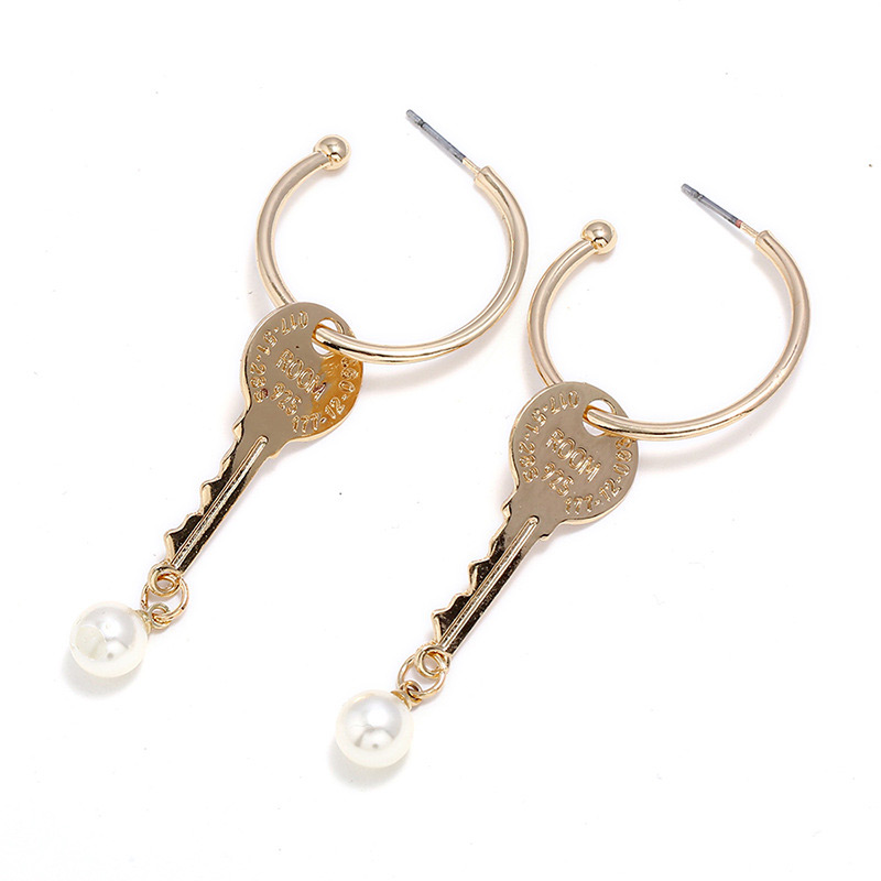 Fashion Gold Color Key Shape Design Earrings,Drop Earrings
