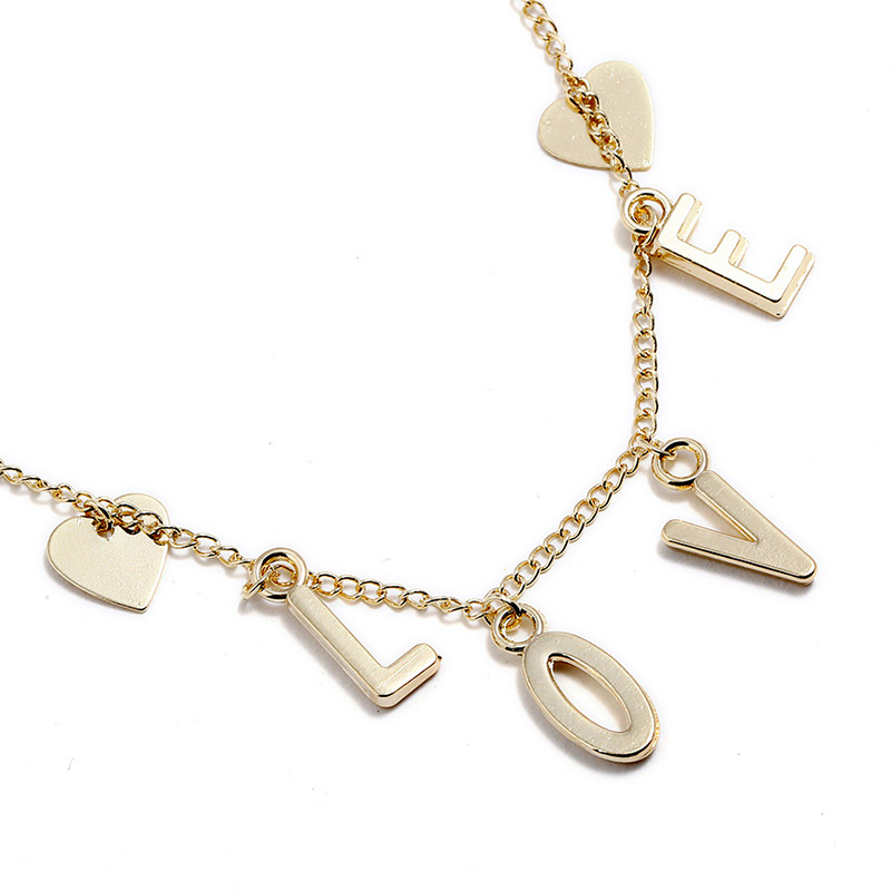 Fashion Gold Color Letter Shape Design Pure Color Necklace,Pendants
