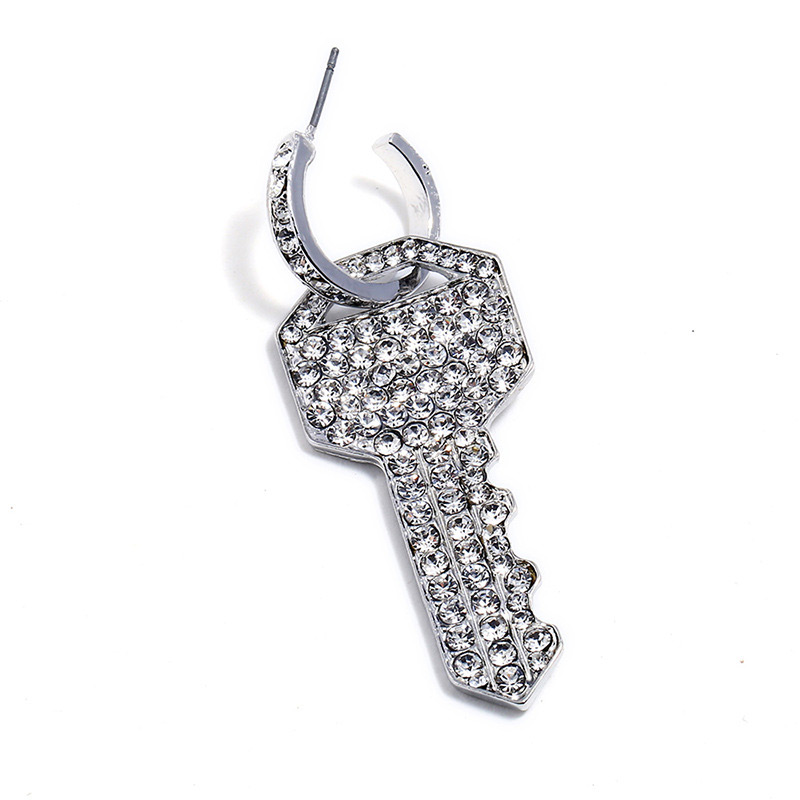 Fashion Silver Color Key Shape Design Pure Color Necklace ring,Pendants