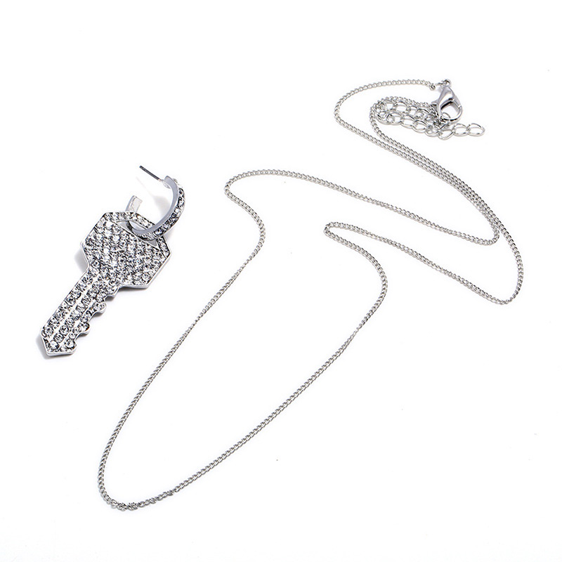 Fashion Silver Color Key Shape Design Pure Color Necklace ring,Pendants