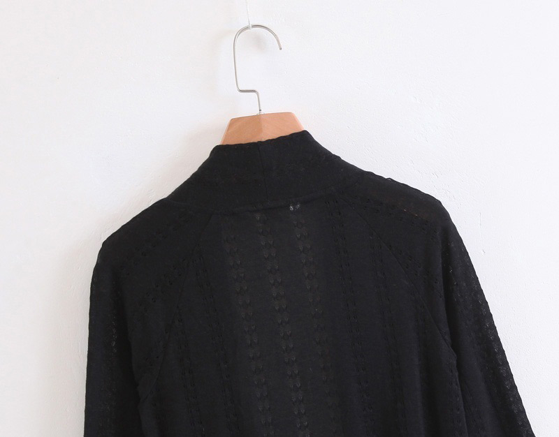 Fashion Black Pure Color Decorated Simple Blouse,Sweater