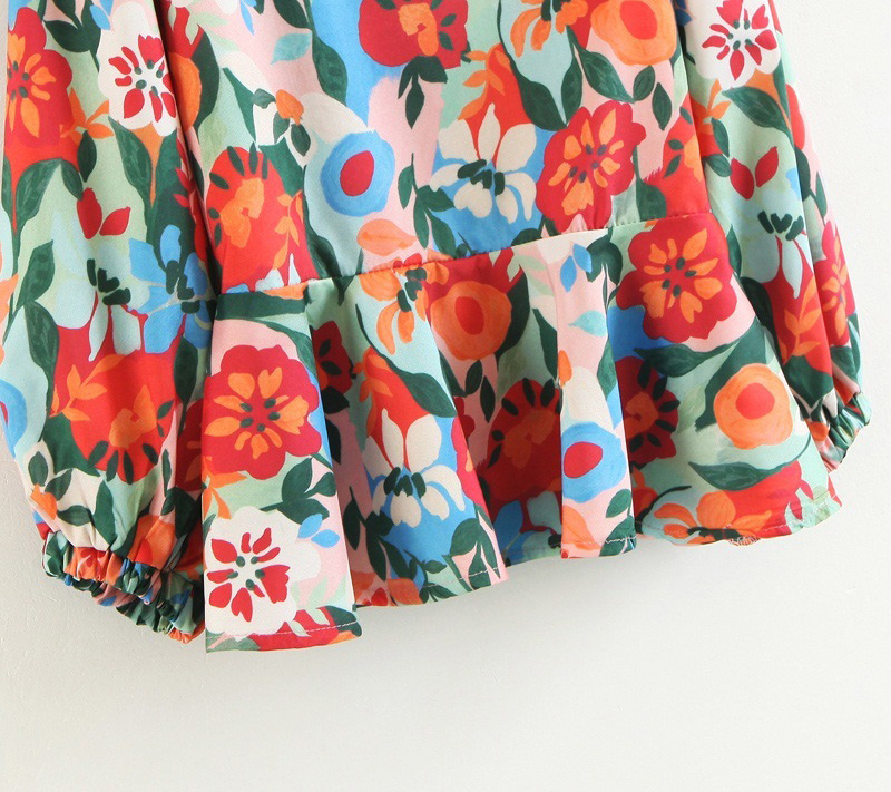 Fashion Multi-color Flower Shape Pattern Decorated Blouse,Sunscreen Shirts