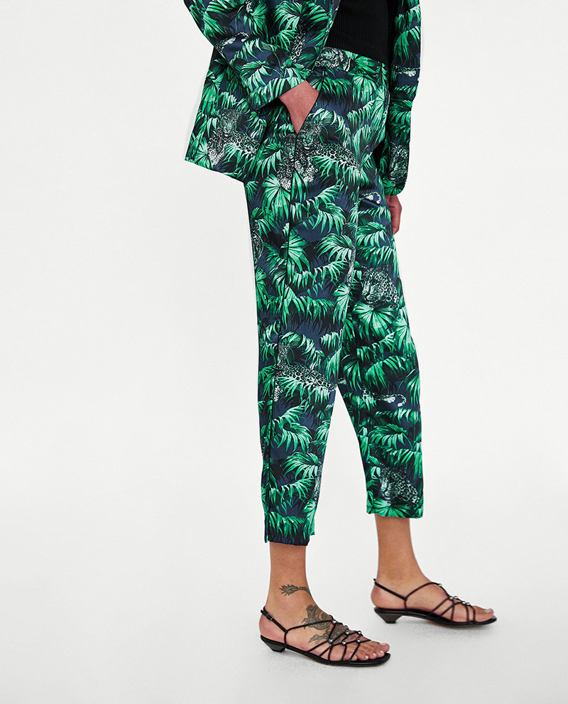 Fashion Green Leaf Shape Pattern Decorated Pants,Pants