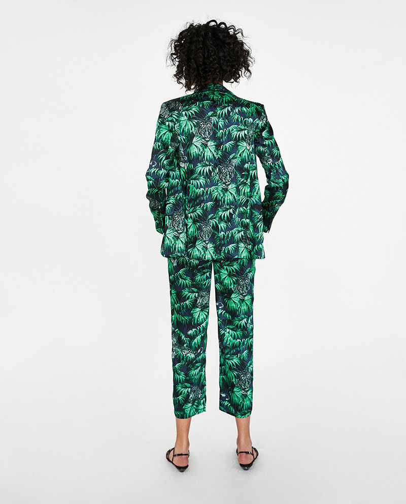 Fashion Green Leaf Shape Pattern Decorated Pants,Pants
