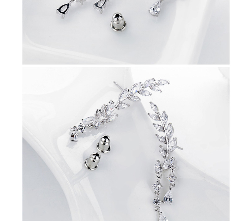 Fashion Silver Color Leaf Shape Design Tassel Earrings,Drop Earrings