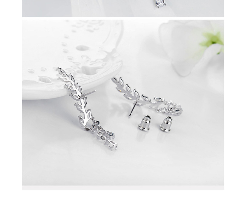 Fashion Silver Color Leaf Shape Design Tassel Earrings,Drop Earrings