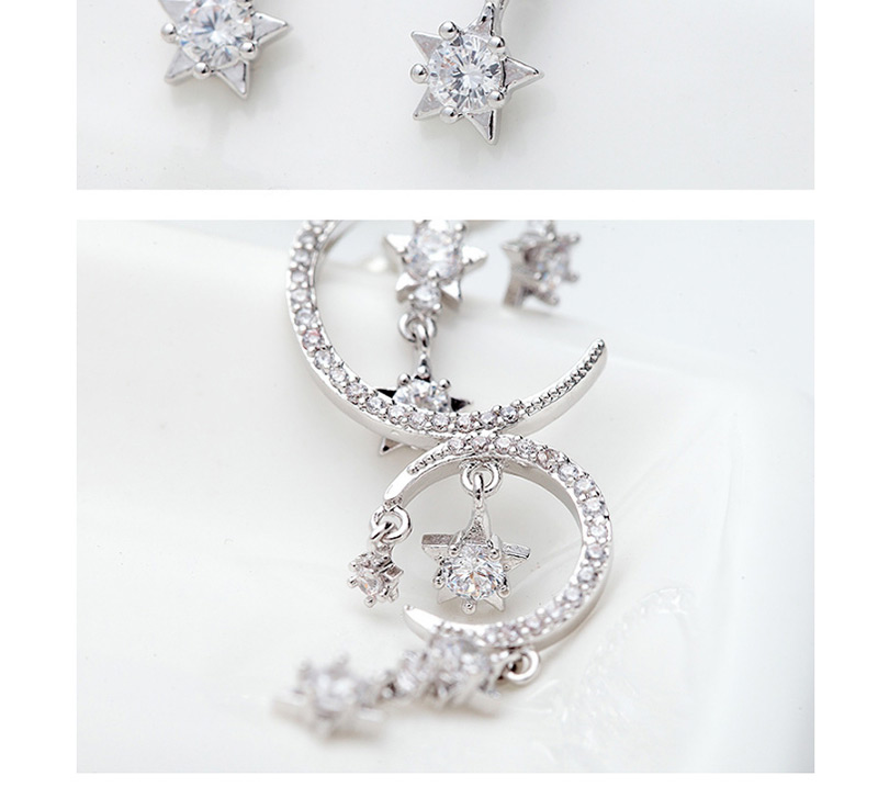 Fashion Silver Color Moon&star Shape Design Earrings,Drop Earrings