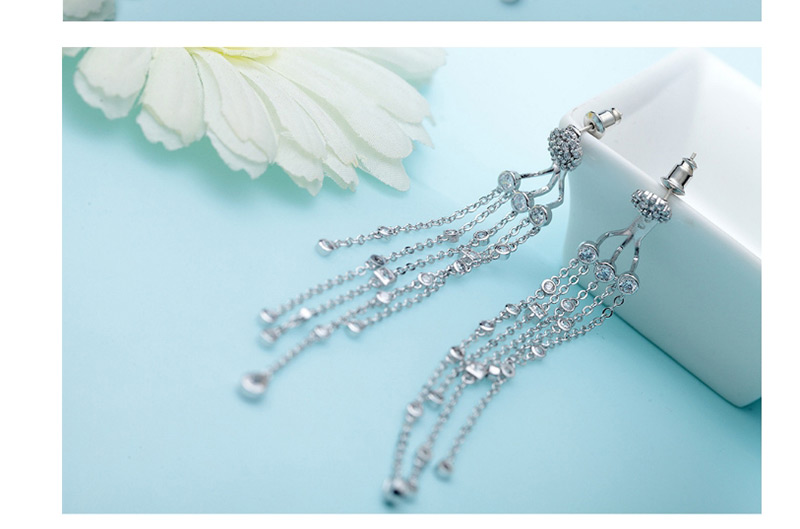 Fashion Silver Color Tassel Decorated Pure Color Earrings,Drop Earrings
