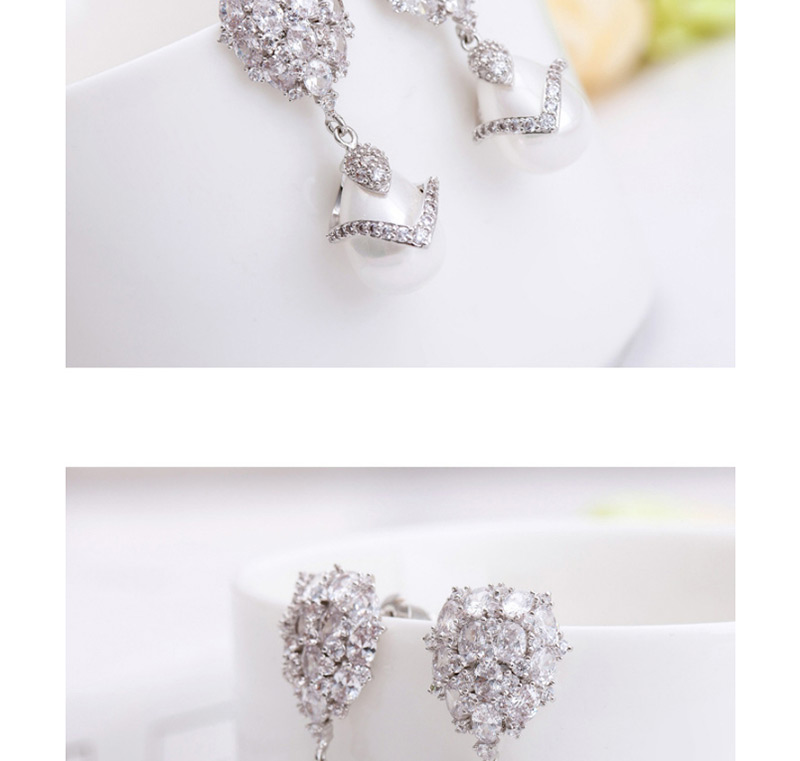 Fashion Silver Color Pearl Decorated Geometric Earrings,Drop Earrings
