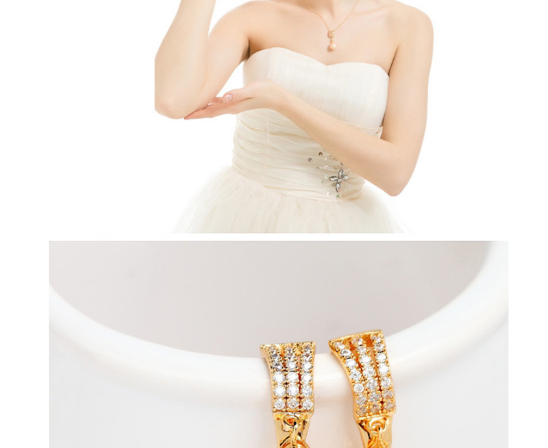 Fashion Champagne Round Shape Decorated Pearl Earrings,Drop Earrings