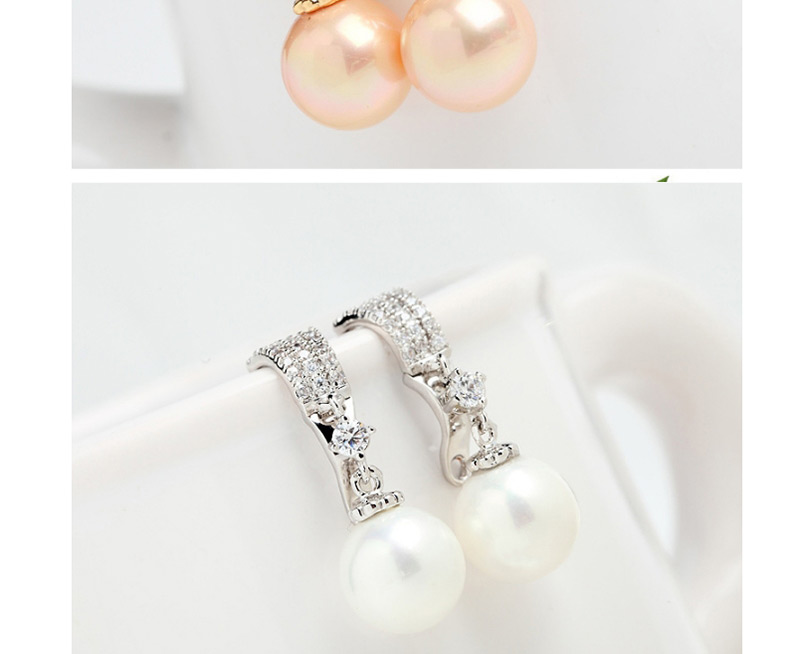 Fashion Silver Color Round Shape Decorated Pearl Earrings,Drop Earrings