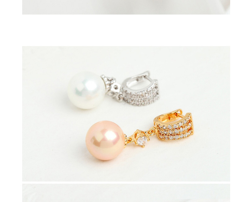 Fashion Champagne Round Shape Decorated Pearl Earrings,Drop Earrings