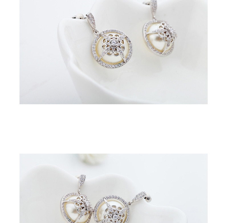 Fashion Silver Color Round Shape Design Flower Earrings,Drop Earrings