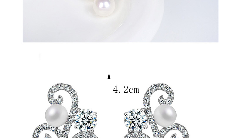 Fashion Silver Color Flower Shape Decorated Pearl Earrings,Drop Earrings