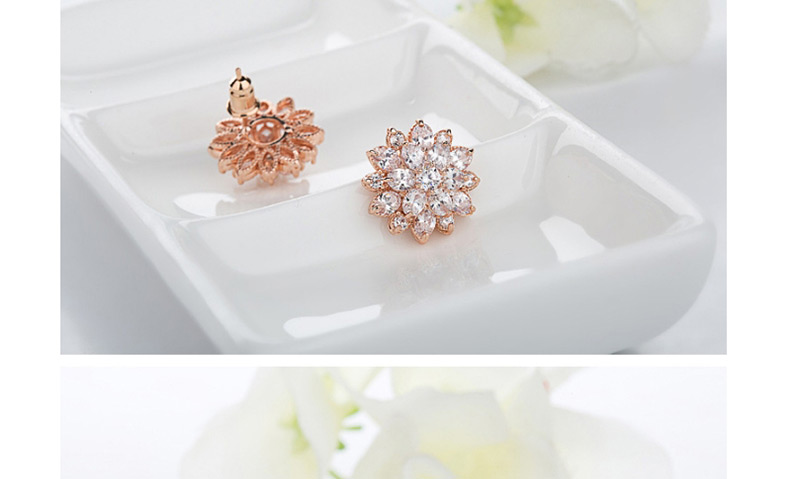 Fashion Silver Color Flower Shape Decorated Earrings,Stud Earrings