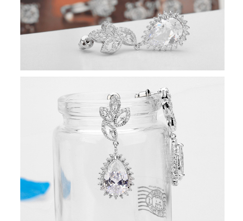 Fashion Silver Color Full Diamond Decorated Waterdrop Earrings,Drop Earrings