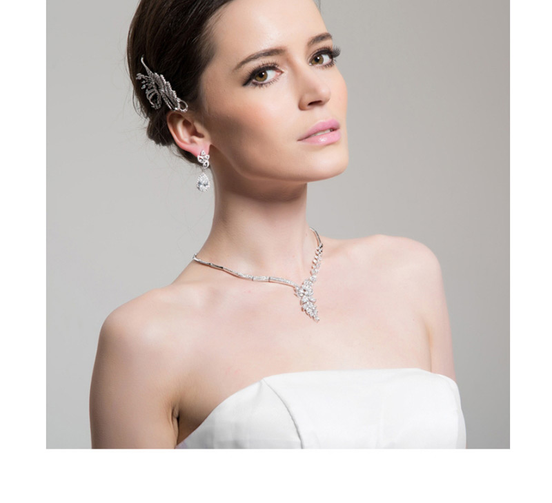 Fashion Silver Color Full Diamond Decorated Waterdrop Earrings,Drop Earrings