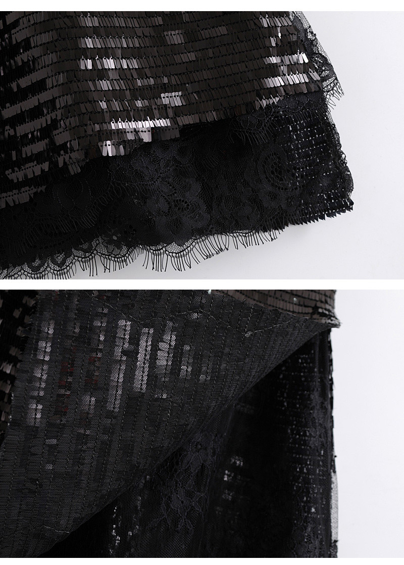 Fashion Black Paillette Decorated Dress,Skirts